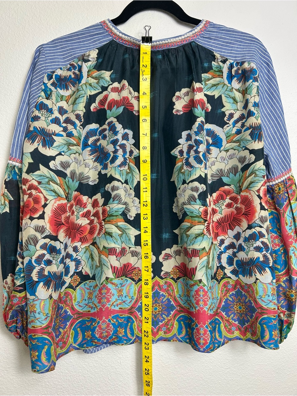 Johnny Was Workshop Mixed Media Floral Silk Boho Blouse Top S - Picture 6 of 8